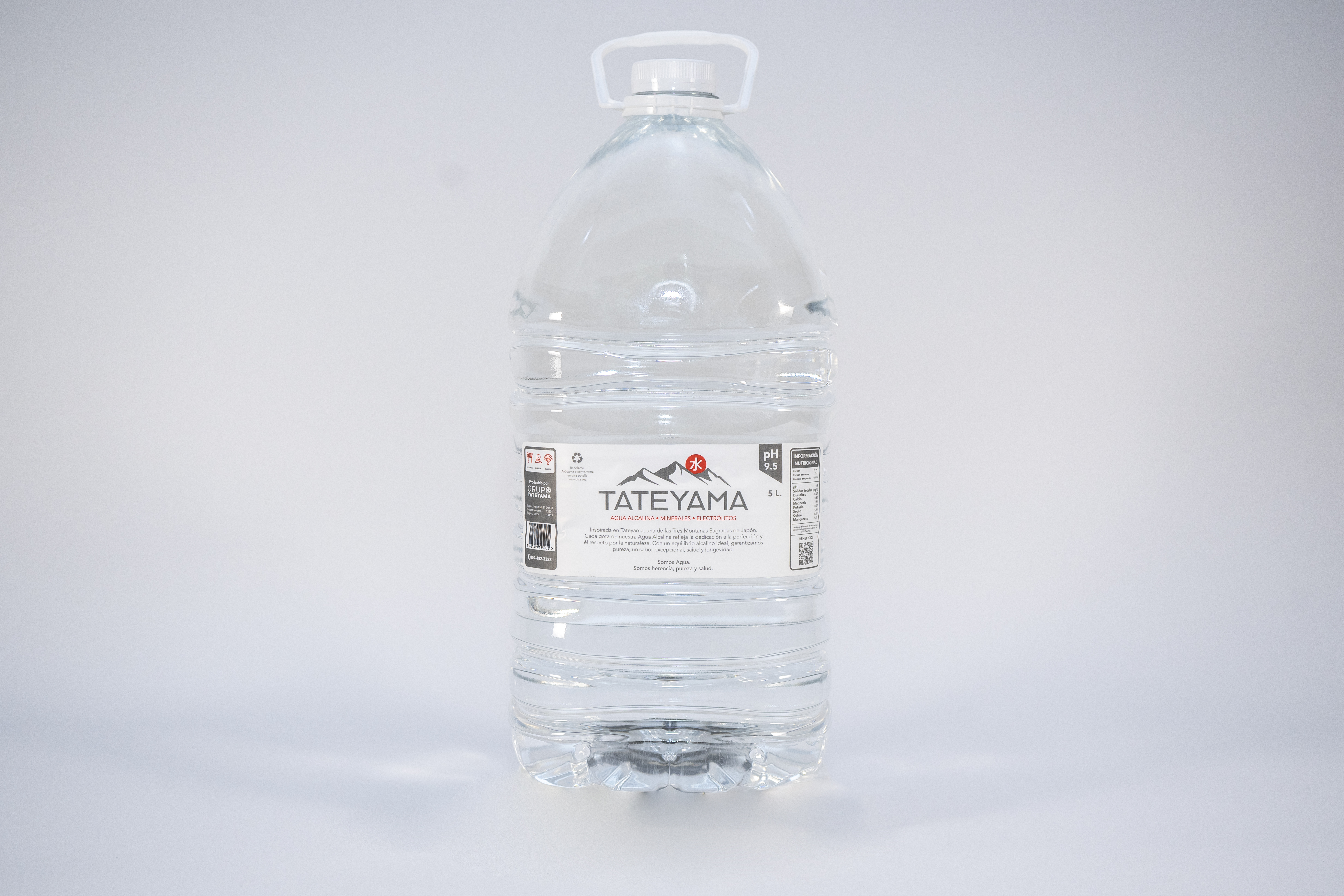 Envase transparente de 5 Litros Agua Alcalina pH 9.5